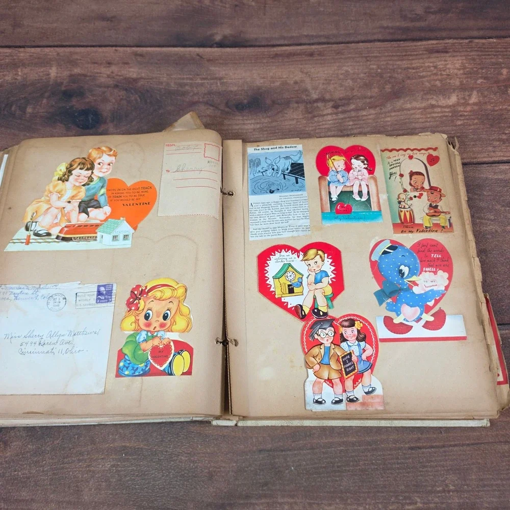 Vintage Scrapbook 1940s 1950s Ephemera Cincinnati Ohio Good Valentines Sports